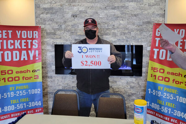 Congratulations to Tom Crosby for winning $2,500 in the Brentwood Lottery 30th Main Draw!