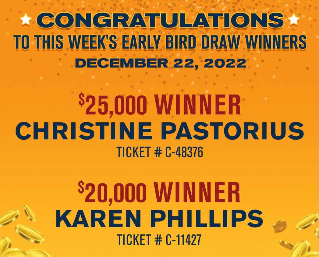 Early Bird Draw - Week 10 Winners